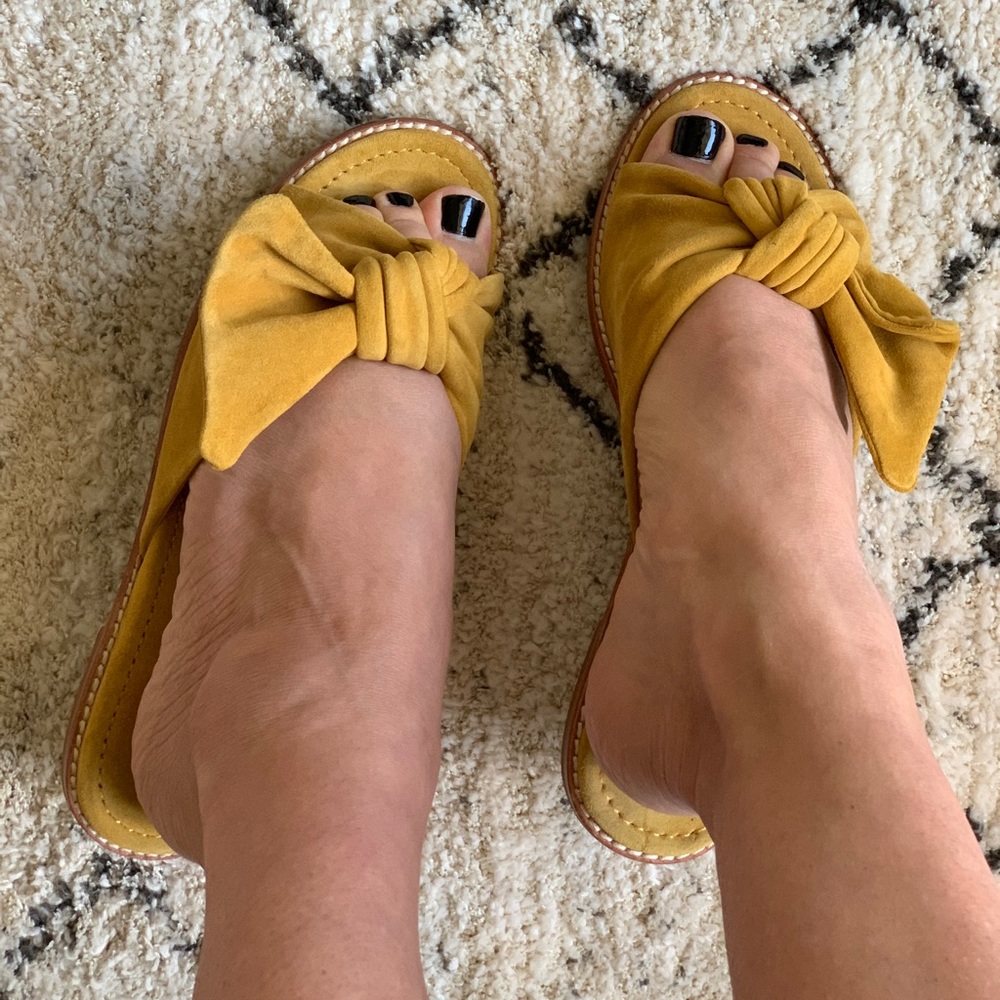 Madewell Yellow Suede Knot Sandals